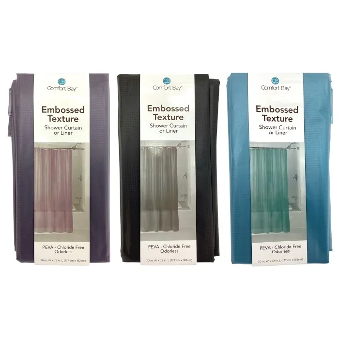 1PC 3D PEVA SHOWER CURTAIN - ASSORTED COLOURS