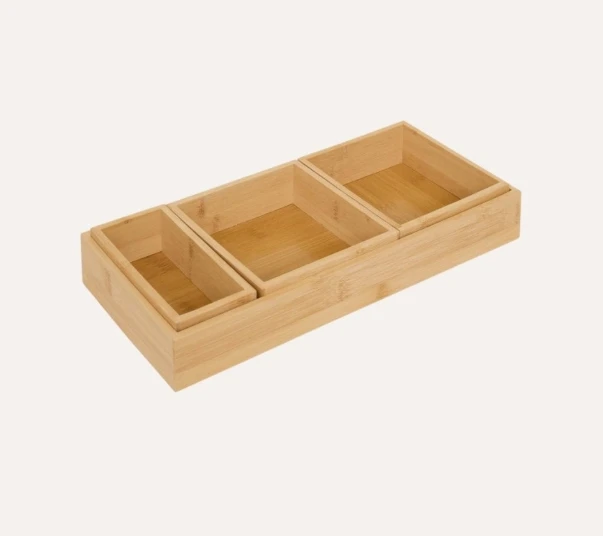 SET OF 4 BAMBOO DRAWER ORGANIZERS