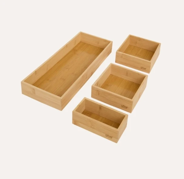 SET OF 4 BAMBOO DRAWER ORGANIZERS