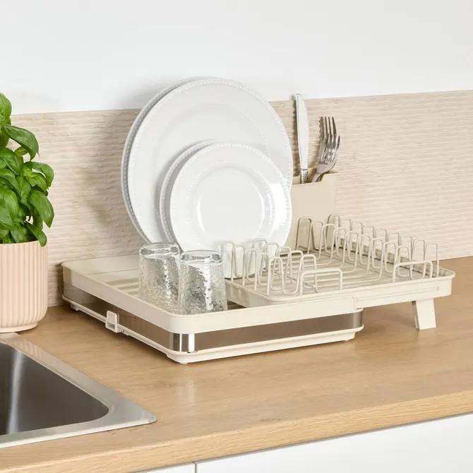 EXPANDABLE 1 TIER DISH DRAINER - BEIGE