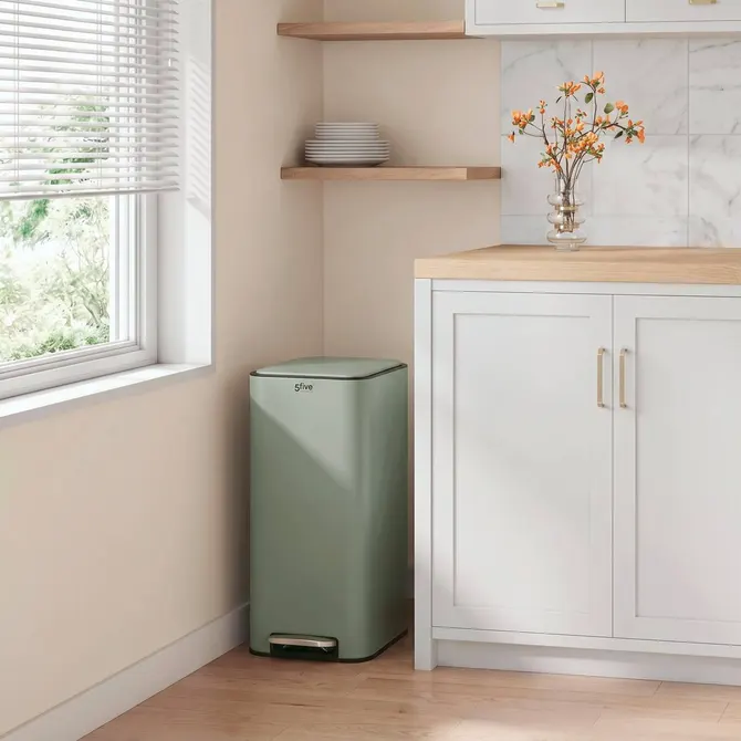 DELTA SLIM PEDAL METAL BIN 30L - GREEN
