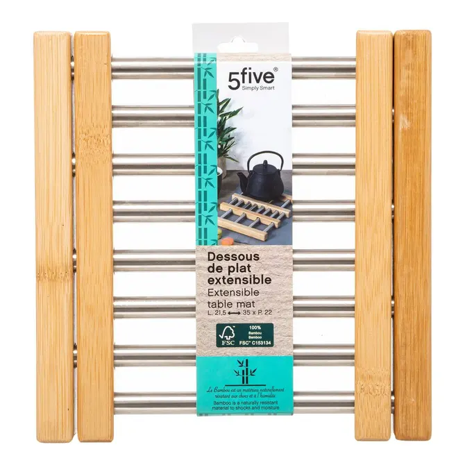 EXPANDABLE BAMBOO AND STAINLESS-STEEL TRIVET