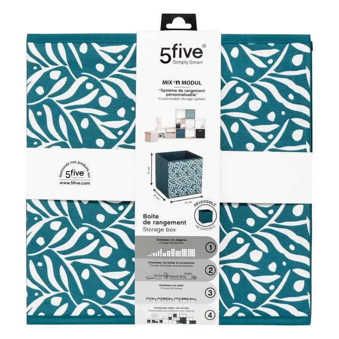 MIX N MODUL FABRIC STORAGE BOX 31X31CM OLIVIA MOTIF BLUE