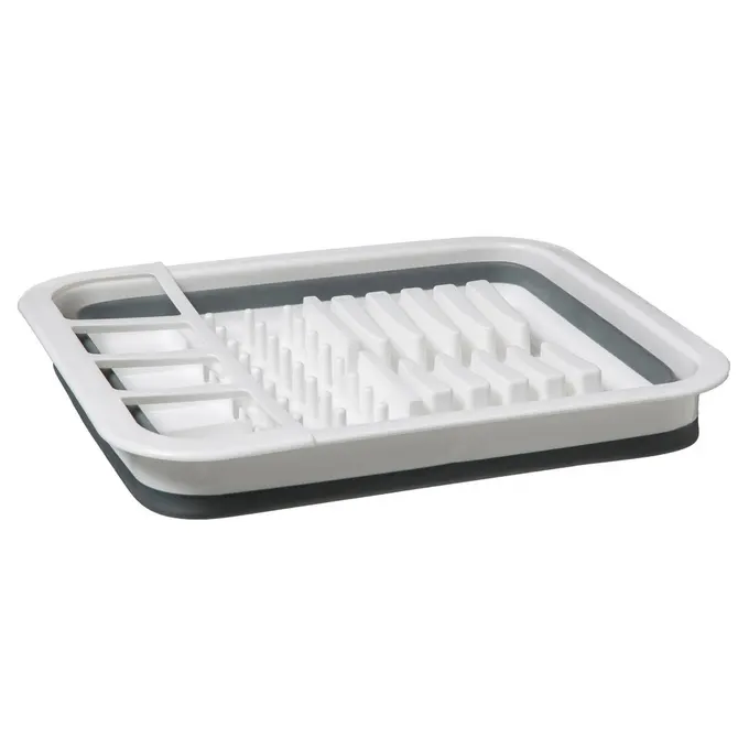 RETRACTABLE SILICONE DISH DRAINER - GREY AND WHITE