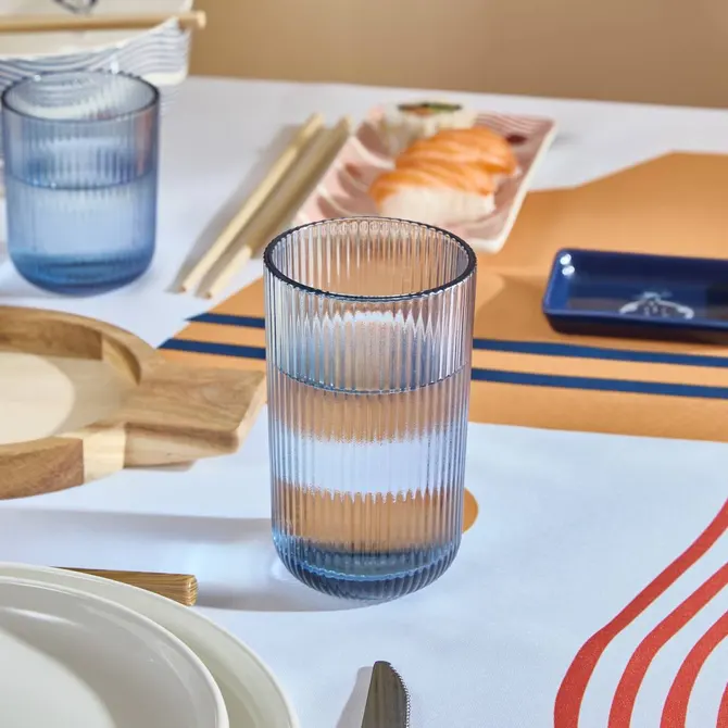 TALL RIBBED EMA GLASS 43 CL - BLUE