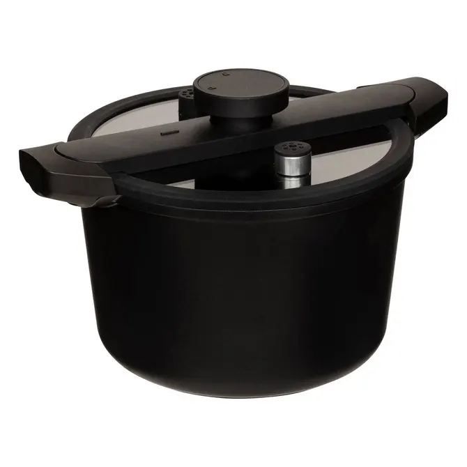 6L LOW-PRESSURE CASSEROLE ALUM/CAST IRON - BLACK