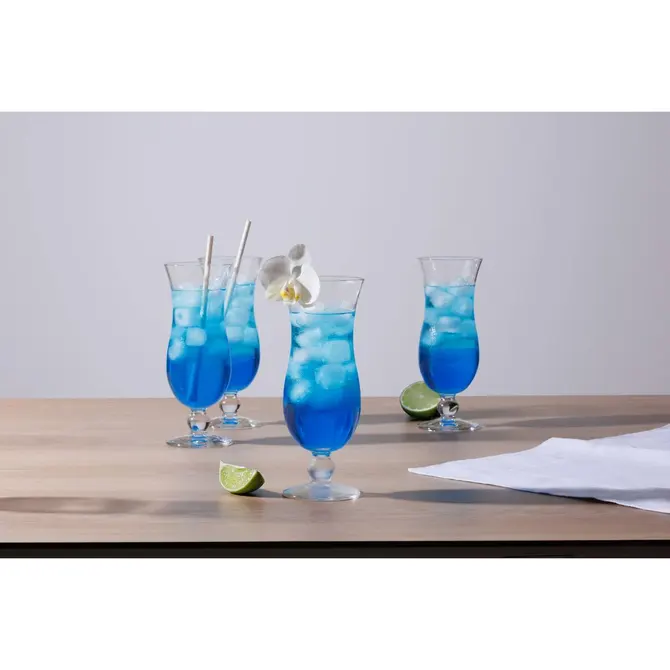 SET OF 4 BLUE HAWAII GLASSES 44CL