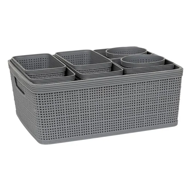SET OF 10 ORGANIZER BASKETS - ASSORTED COLOURS