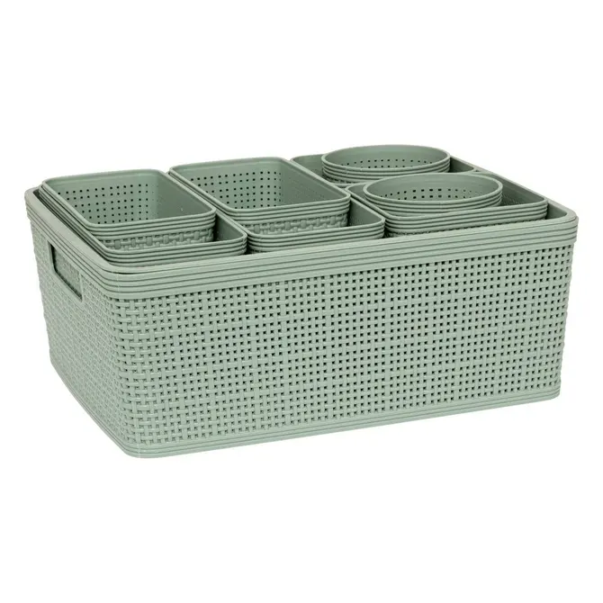 SET OF 10 ORGANIZER BASKETS - ASSORTED COLOURS