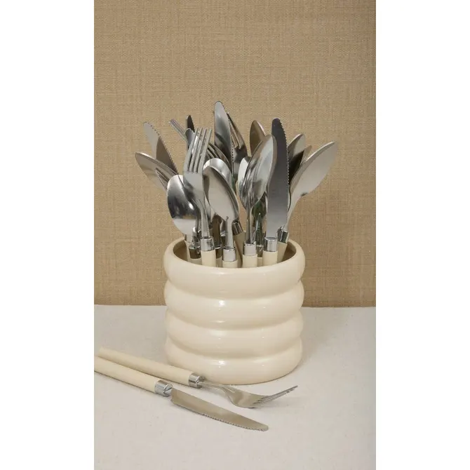 24-PIECE ELSA PLASTIC CUTLERY - CREAM