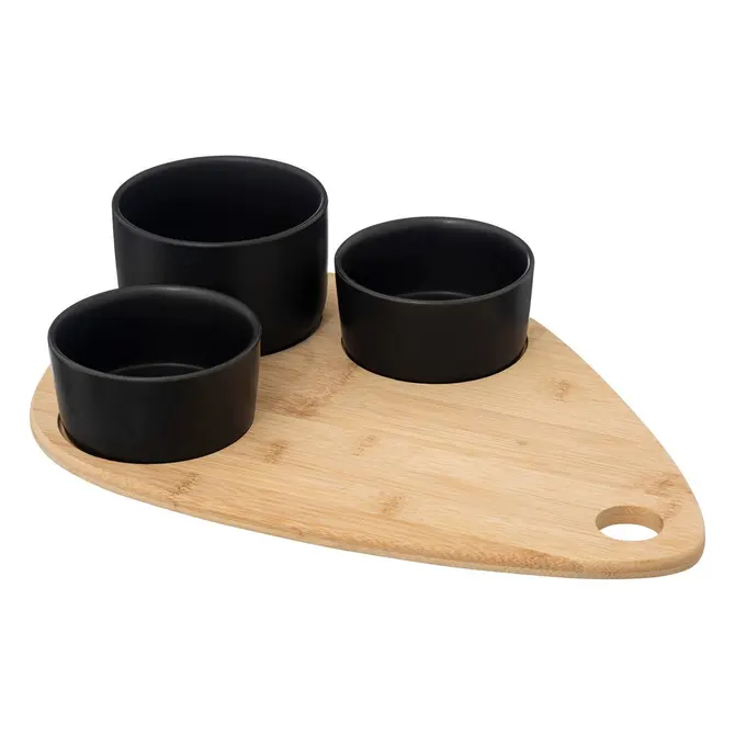 4-PIECE BAMBOO SNACK SET - BLACK