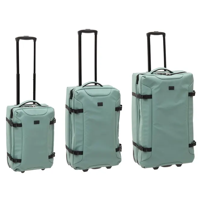 3PC SOFT SUITCASE WITH 2 WHEELS - GREEN