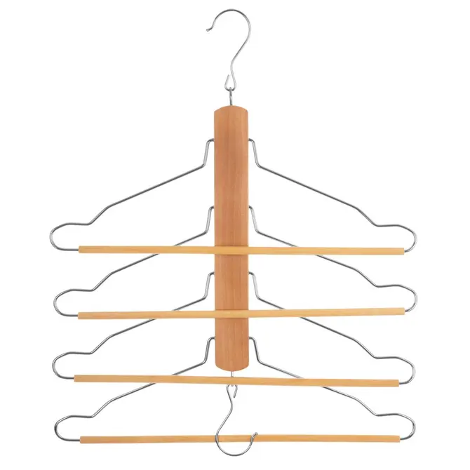 WOODEN HANGER FOR 4 SHIRTS/PANTS