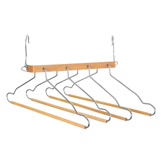 WOODEN HANGER FOR 4 SHIRTS/PANTS