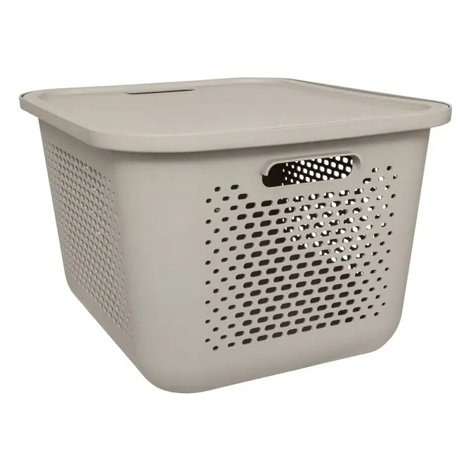 AERA BASKET W/ LINEN LID 19.6L - GREY