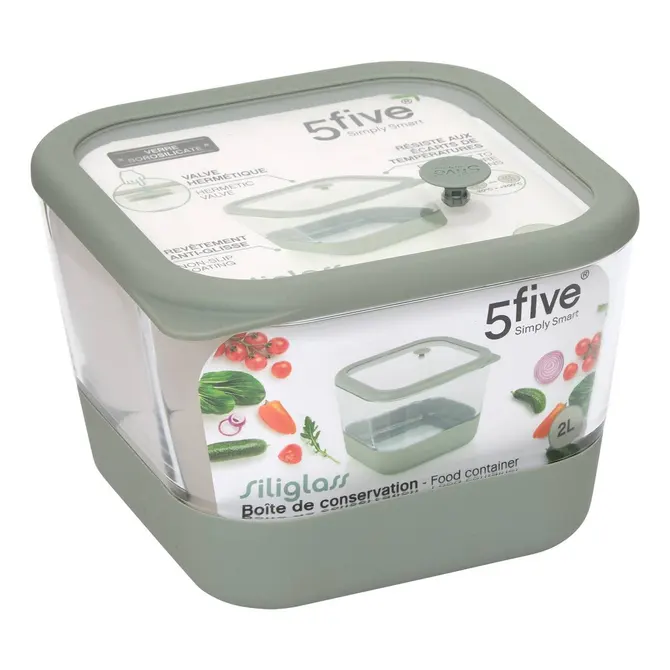 SILIGLASS SQUARE BOROSILICATE GLASS CONTAINER 2 L - GREY