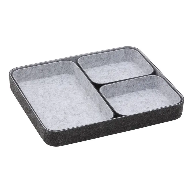 SET OF 4 FELTIA LOW ORGANISERS - GREY/BEIGE
