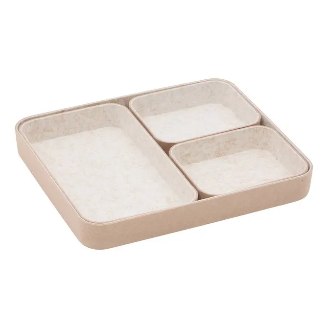SET OF 4 FELTIA LOW ORGANISERS - GREY/BEIGE