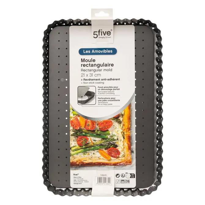 RECTANGULAR METAL BAKING TIN W/ PERFORATED BASE