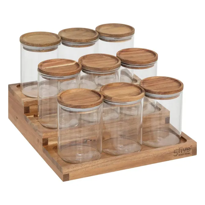 HARMONY SPICE RACK W/ 9 ACACIA JARS