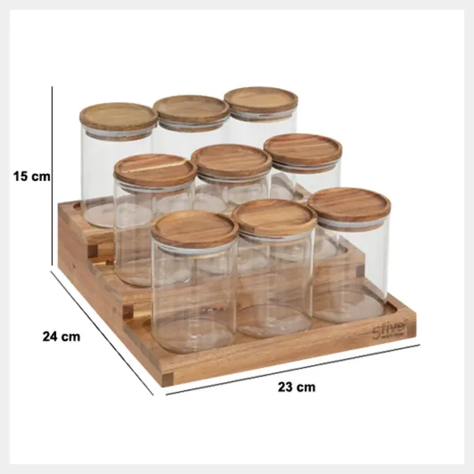 HARMONY SPICE RACK W/ 9 ACACIA JARS