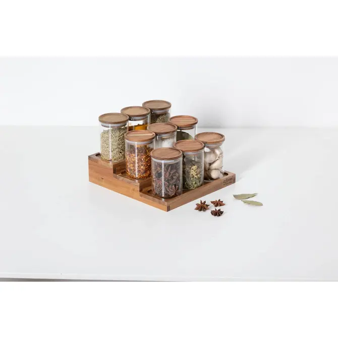 HARMONY SPICE RACK W/ 9 ACACIA JARS