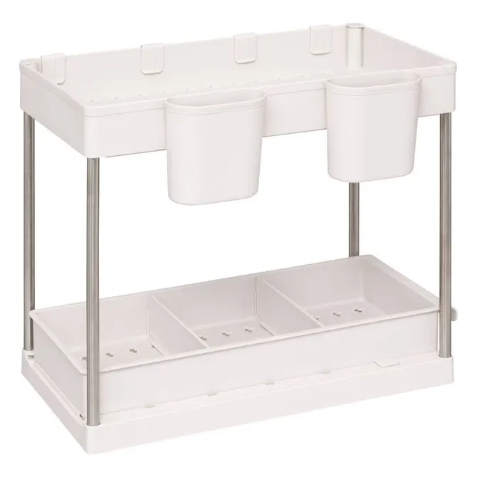 2-TIER SLIDING ORGANIZER FOR CUPBOARD - BEIGE