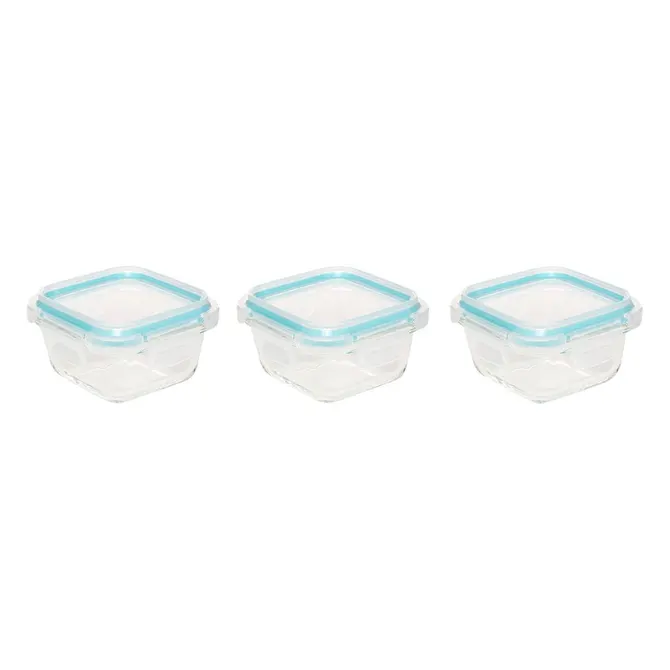 SET OF 3 CLIPEAT GLASS STORAGE JARS 0.18L