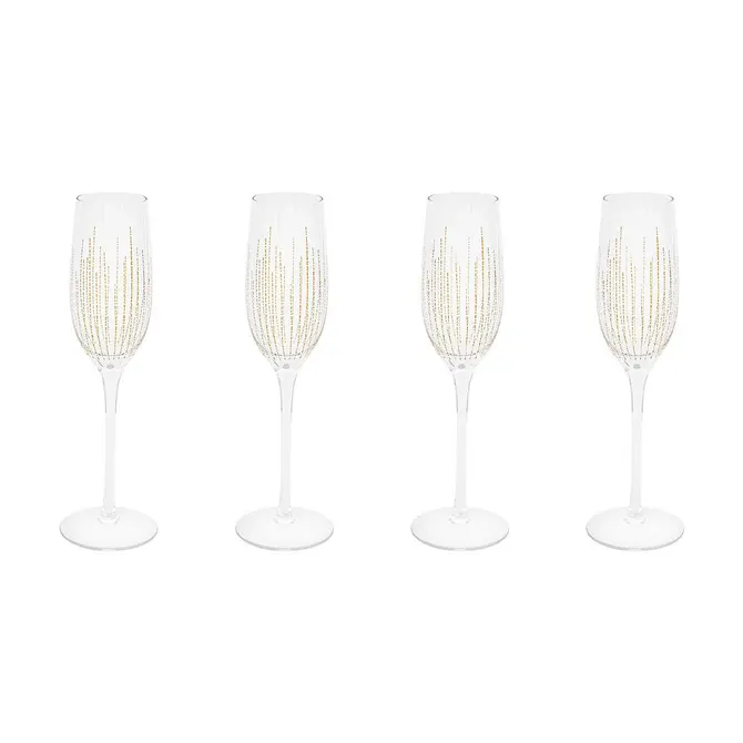 SET OF 4 LUNIS CHAMPAGNE FLUTES 21 CL - GOLD/CLEAR