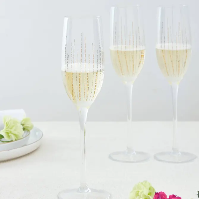 SET OF 4 LUNIS CHAMPAGNE FLUTES 21 CL - GOLD/CLEAR