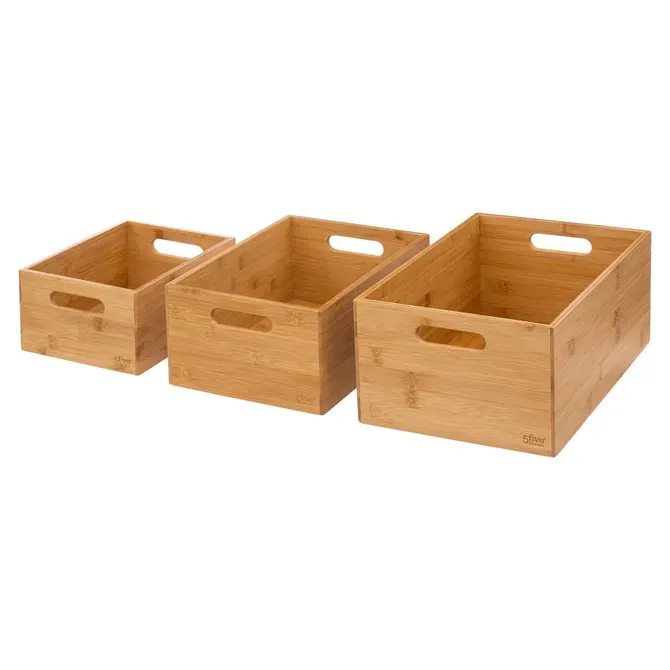 SET OF 3 RECTANGULAR BAMBOO BASKETS