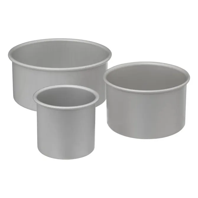 SET OF 3 HIGH-EDGE ALUMINIUM CAKE TINS