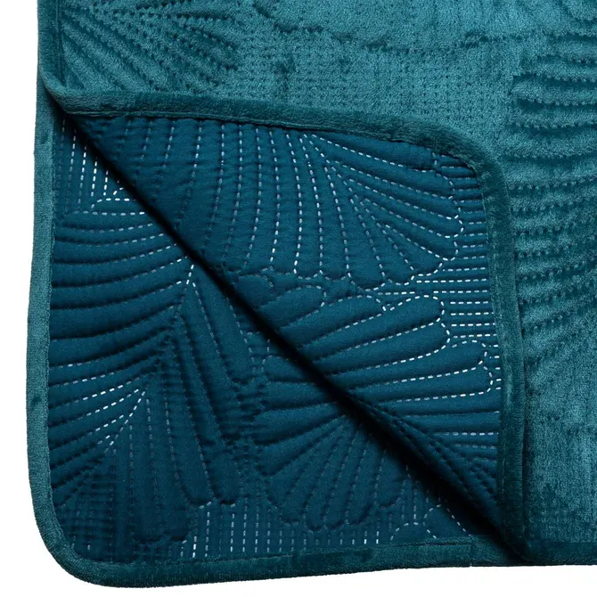 DELIA VELVET LEAF BEDSPREAD 240X260 CM - DUCK BLUE