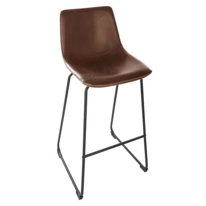 LOIS PU BAR CHAIR - COGNAC BROWN