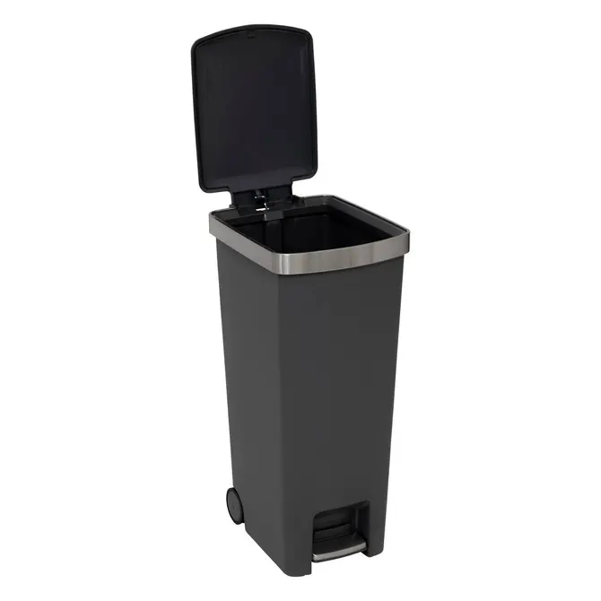 SLIM PEDAL TRASH BIN ON WHEELS 45 L - GREY