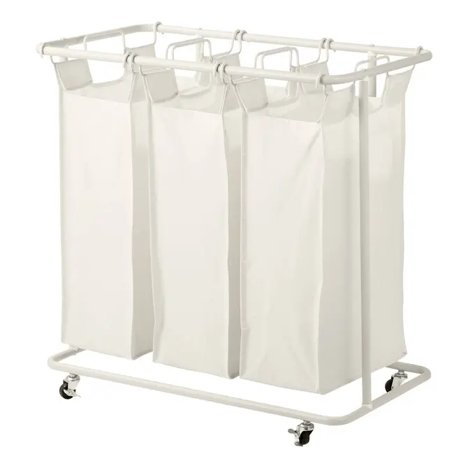 LAUNDRY BASKET W/3 COMPARTMENTS 79X44.8X79.4 CM - BEIGE