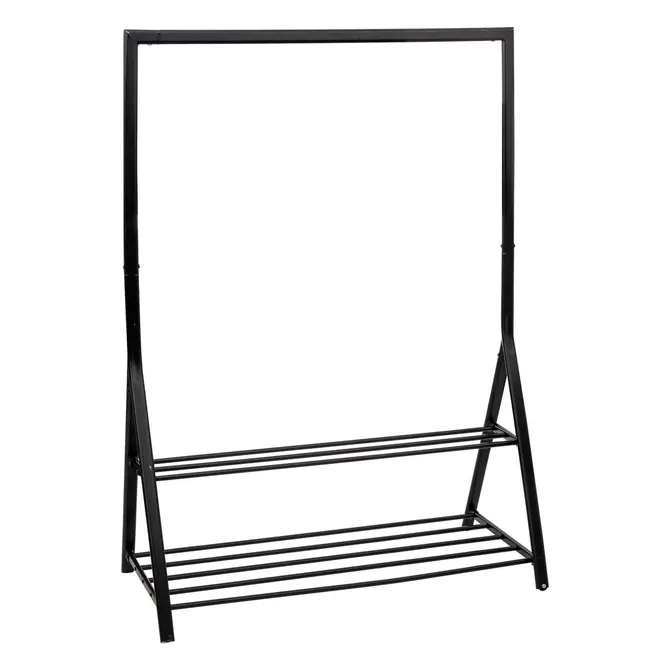 ATHÉNA CLOTHES RACK W/2 SHELVES - BLACK