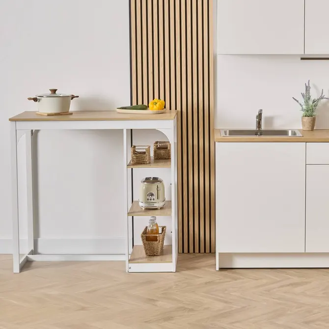 EAT UP BAR TABLE 105X60X110 CM - WHITE & WOOD