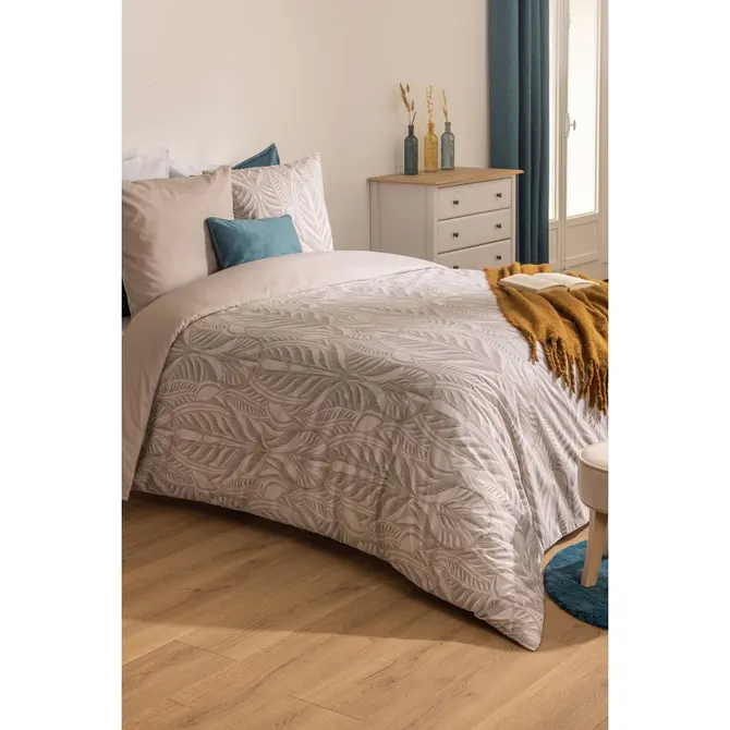 NALH PRINTED BED LINEN SET 260X240 CM - BEIGE