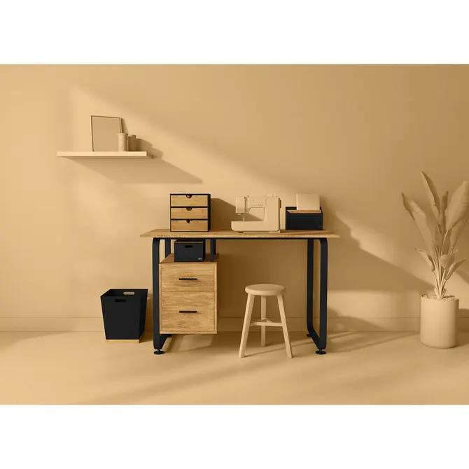 BAVA 3-DRAWER OFFICE STORAGE - BLACK/BAMBOO