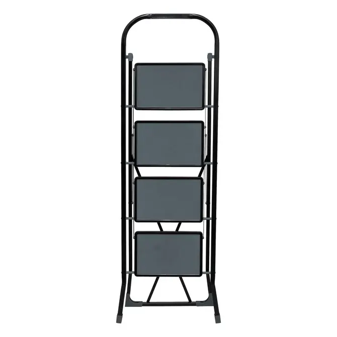 4-STEP FOLDING METAL STEPLADDER - BLACK
