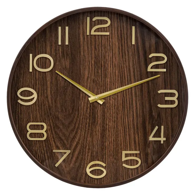 IVANA WOOD CLOCK D55 CM - DARK BROWN