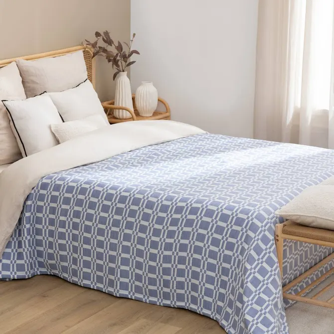NUVIA BEDSPREAD 240X260 CM - INDIGO BLUE