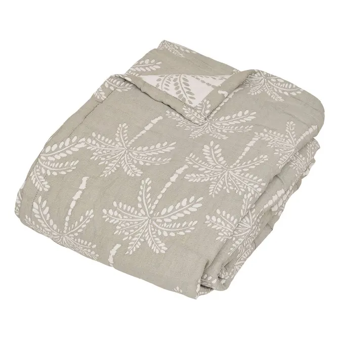 NUVIA PALM BEDSPREAD 240X260 CM - CELADON GREEN