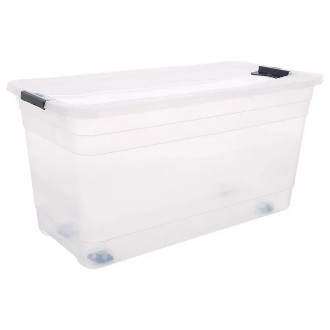 EASY ROLL PLASTIC STORAGE BOX W/ WHEELS 83 L
