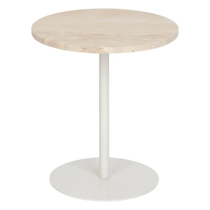 CELEN TRAVERTINE SIDE TABLE DIAM 40 CM - WHITE