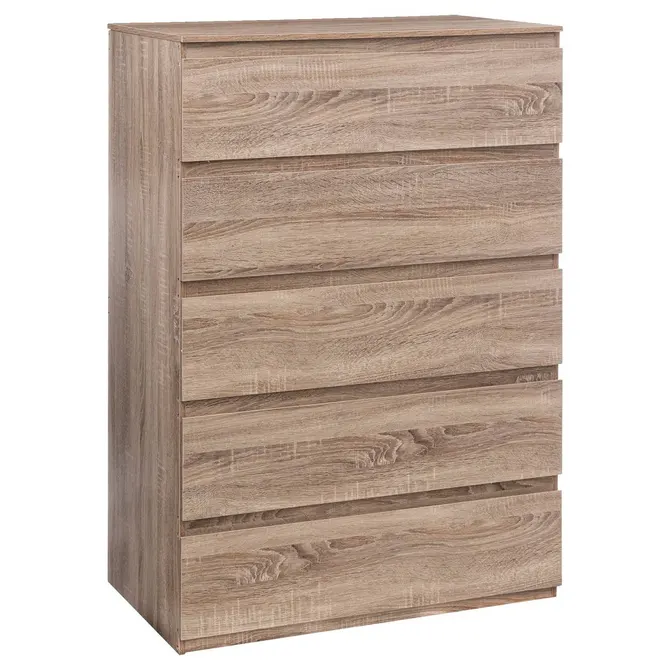 DOLO 5-DRAWER CHEST OF DRAWERS - NATURAL WOOD EFFECT