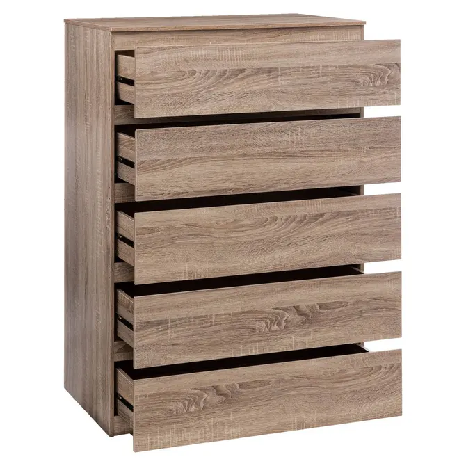 DOLO 5-DRAWER CHEST OF DRAWERS - NATURAL WOOD EFFECT