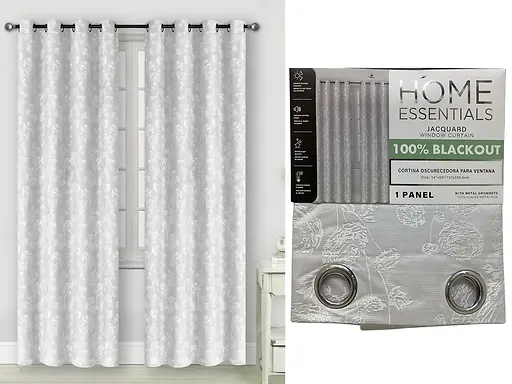 1PC RAISED JACQUARD BLACKOUT CURTAIN 54X90" - WHITE