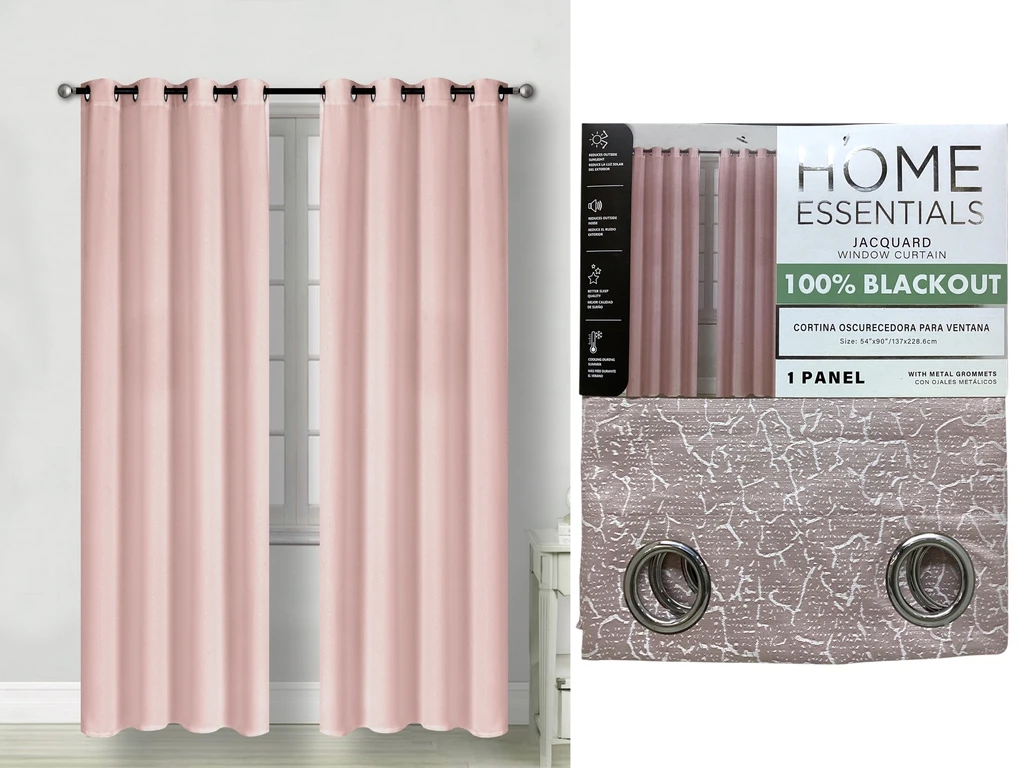 1PC RAISED JACQUARD BLACKOUT CURTAIN 54X90" - PINK